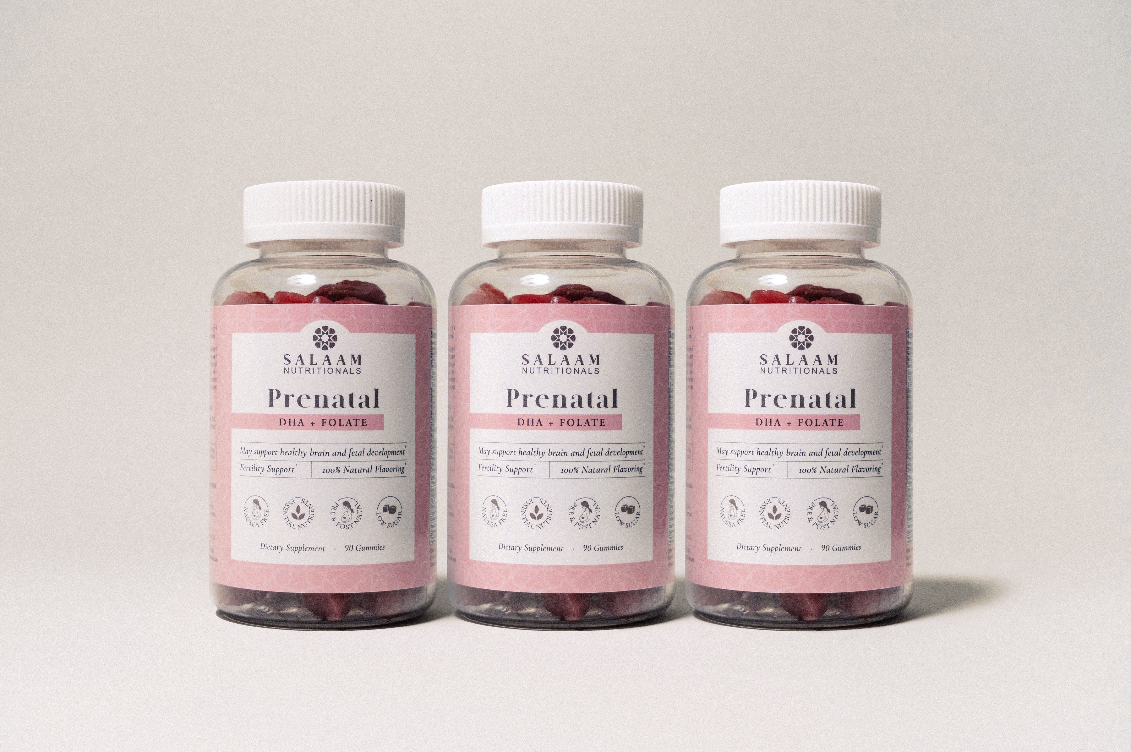 Halal Prenatal Vitamins - Gummy Multivitamins with Folate & DHA - 90 Count | Salaam Nutritionals