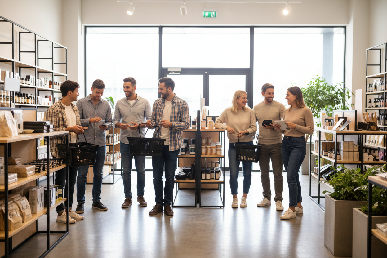 Happy customers in a store 